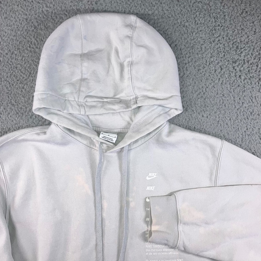 Nike Club Fleece Plus Shoebox Hoodie Men‎ M Grey Multi Logo Graphic Bleached